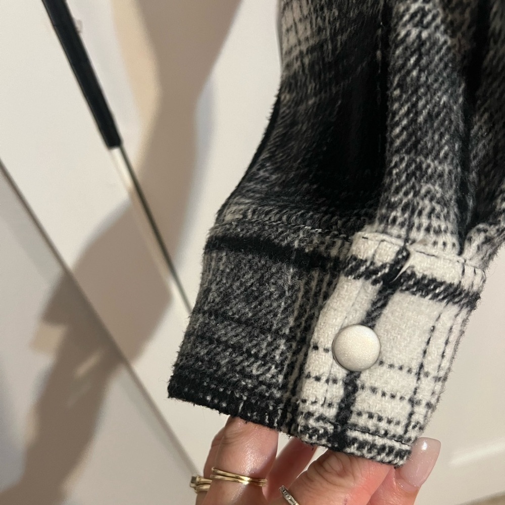 BB Dakota Steve Madden Sophia Shacket Plaid Black & White Jacket Button XS - Picture 8 of 10